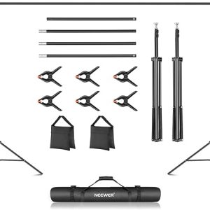 Neewer Photo Studio Backdrop Support System, 10ft/3m Wide 6.6ft/2m High Adjustable Background Stand with 4 Crossbars, 6 Backdrop Clamps, 2 Sandbags, and Carrying Bag for Portrait & Studio Photography
